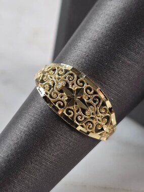 Womens 10K Yellow Gold Modernist Filigree Ring 1.0g E6794